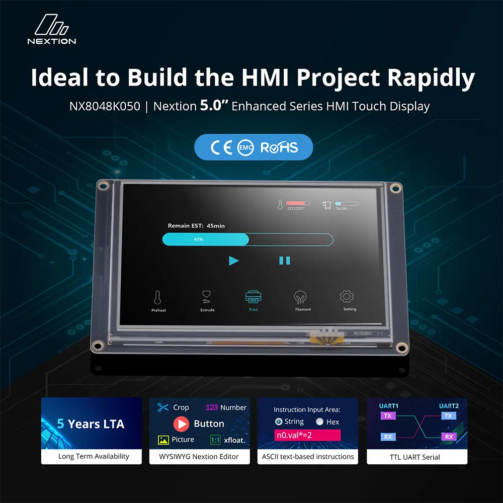 [6920075720303] NX8048K050 – Nextion 5.0” Inch Enhanced Series HMI Touch Display