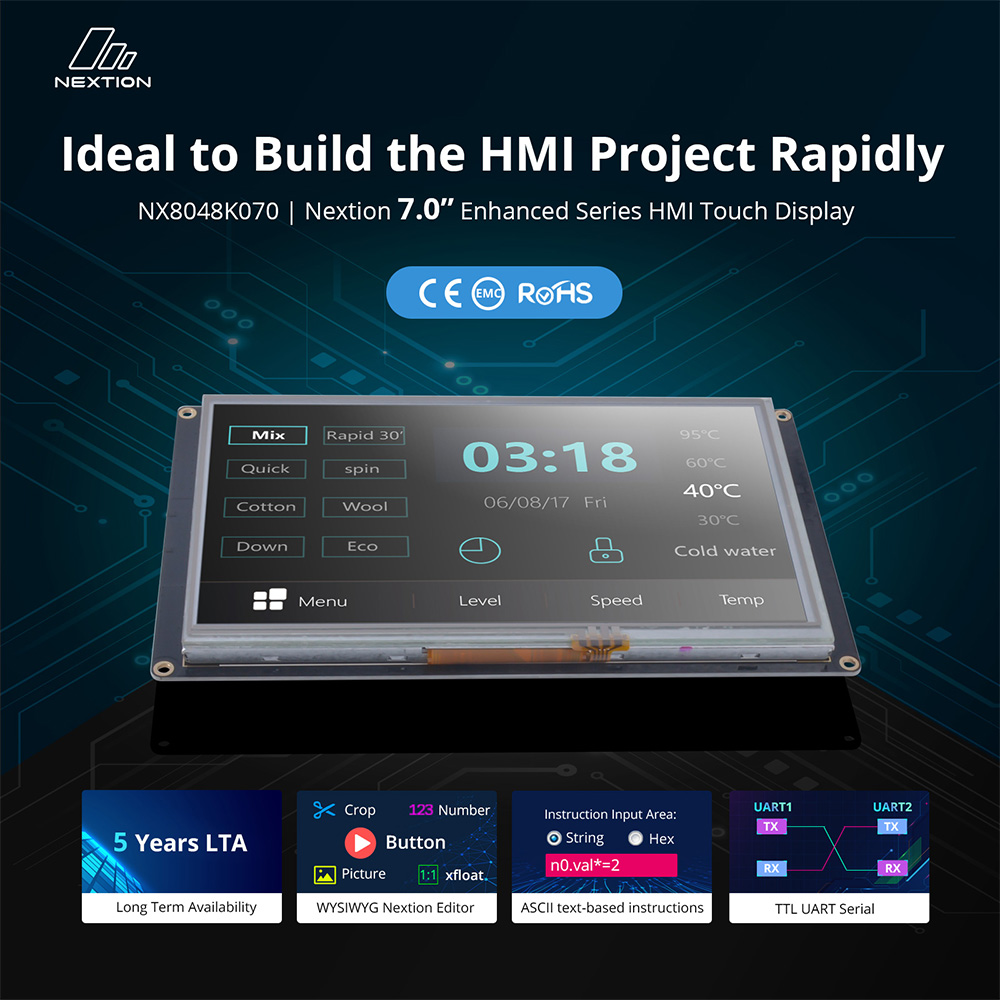 Nextion NX8048K070–7.0” inch Enhanced Series HMI Touch Display Without enclosure