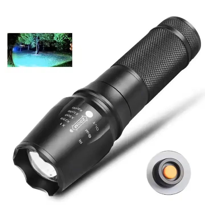 Aeternam 500m Long Range T6 Zoomable Emergency Portable Waterproof Rechargeable Usb Led Tactical Torch Light Flashlight