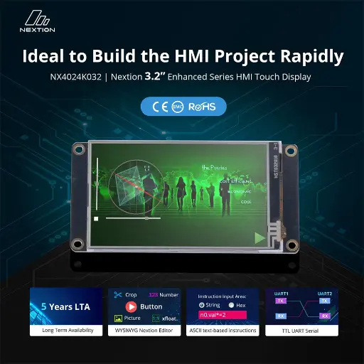 [6920075720181] NX4024K032 – Nextion 3.2” inch Enhanced Series HMI Touch Display